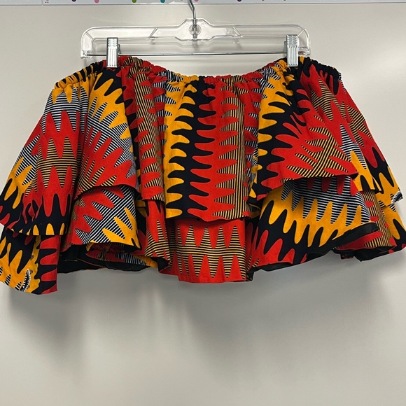 Ofuure Cotton African Print Ruffle Sleeve Crop Top and Short Set Sz. 3X - Picture 5 of 16